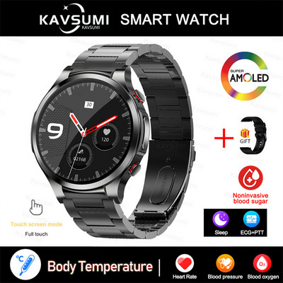 Έξυπνο ρολόι γλυκόζης αίματος 2023 Ανδρικό ΗΚΓ PPG Παρακολούθηση θερμοκρασίας σώματος Έξυπνα ρολόγια IP68 Αδιάβροχο Fitness Tracker