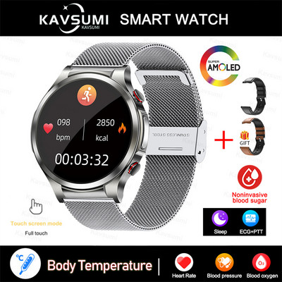 Έξυπνο ρολόι γλυκόζης αίματος 2023 Ανδρικό ΗΚΓ PPG Παρακολούθηση θερμοκρασίας σώματος Έξυπνα ρολόγια IP68 Αδιάβροχο Fitness Tracker