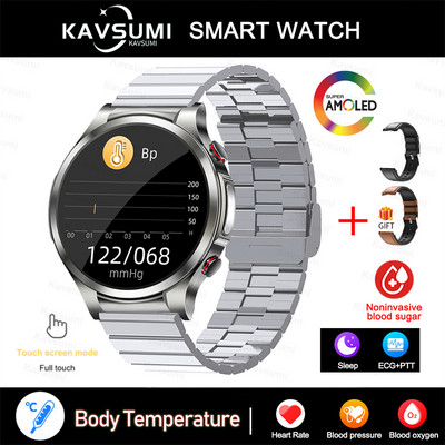 Έξυπνο ρολόι γλυκόζης αίματος 2023 Ανδρικό ΗΚΓ PPG Παρακολούθηση θερμοκρασίας σώματος Έξυπνα ρολόγια IP68 Αδιάβροχο Fitness Tracker