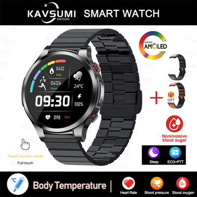 Έξυπνο ρολόι γλυκόζης αίματος 2023 Ανδρικό ΗΚΓ PPG Παρακολούθηση θερμοκρασίας σώματος Έξυπνα ρολόγια IP68 Αδιάβροχο Fitness Tracker