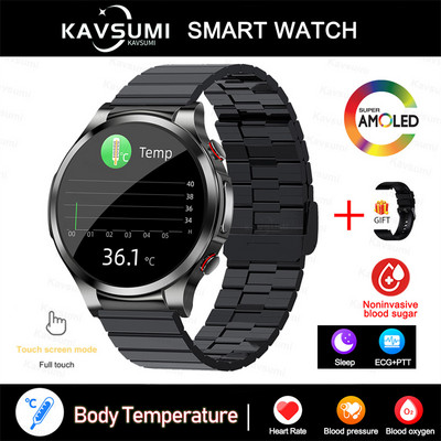 Έξυπνο ρολόι γλυκόζης αίματος 2023 Ανδρικό ΗΚΓ PPG Παρακολούθηση θερμοκρασίας σώματος Έξυπνα ρολόγια IP68 Αδιάβροχο Fitness Tracker