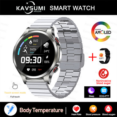 Έξυπνο ρολόι γλυκόζης αίματος 2023 Ανδρικό ΗΚΓ PPG Παρακολούθηση θερμοκρασίας σώματος Έξυπνα ρολόγια IP68 Αδιάβροχο Fitness Tracker