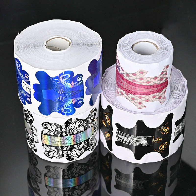 100 buc autocolant pentru ghidul de întărire pentru extensie de unghii/Forme profesionale în formă de U Sfaturi franceze Ghid instrument pentru forma de unghii curba acrilice