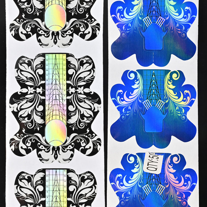 100 buc autocolant pentru ghidul de întărire pentru extensie de unghii/Forme profesionale în formă de U Sfaturi franceze Ghid instrument pentru forma de unghii curba acrilice