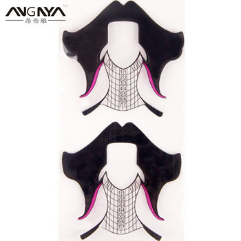 ANGNYA 20/50/100/500PCS New Alloy Plastic Black Hair Shape Nail Forms Nail Art Extension French Tips Инструменти за маникюр UV Gel