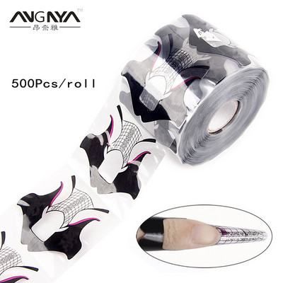 ANGNYA 20/50/100/500PCS New Alloy Plastic Black Hair Shape Nail Forms Nail Art Extension French Tips Инструменти за маникюр UV Gel