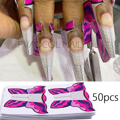 Sfaturi pentru forma de unghii franceze acrilice sculptate Autocolante pentru ghidare de extensie cu gel UV Adeziv de hârtie pentru ghidare pentru bucle Instrument de manichiură DIY pentru arta unghiilor