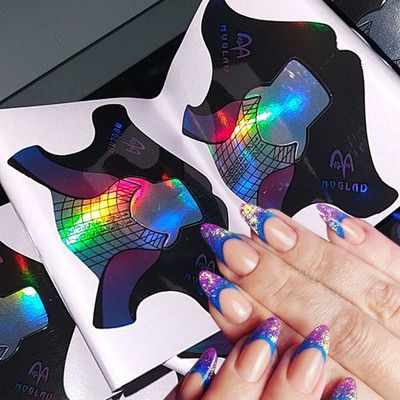 Sfaturi pentru forma de unghii franceze acrilice sculptate Autocolante pentru ghidare de extensie cu gel UV Adeziv de hârtie pentru ghidare pentru bucle Instrument de manichiură DIY pentru arta unghiilor