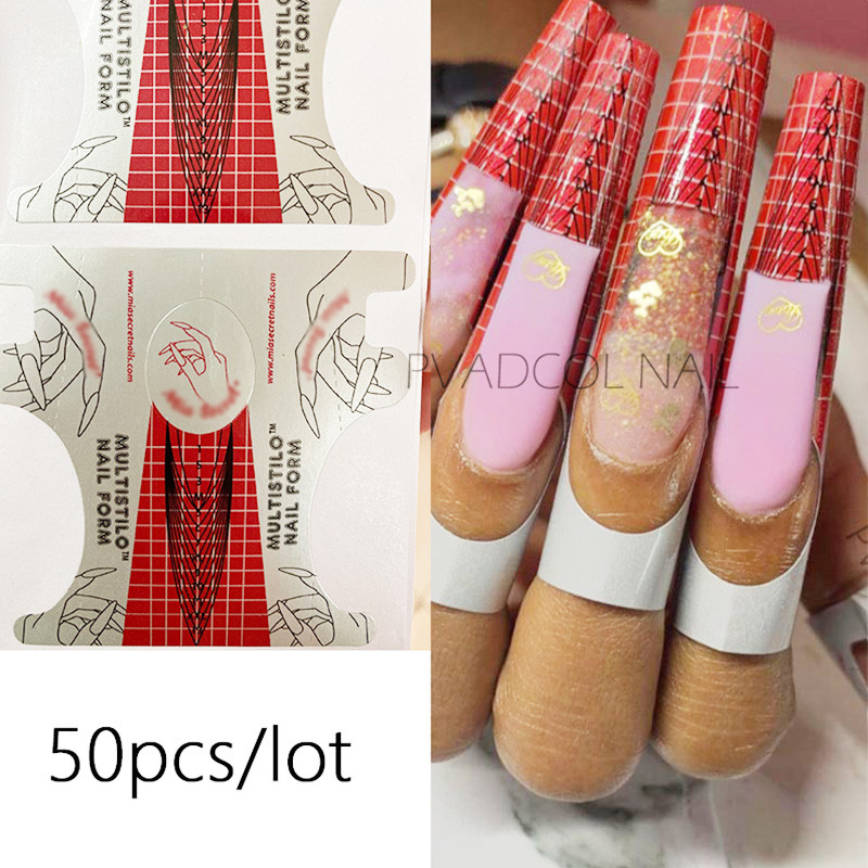 Sfaturi pentru forma de unghii franceze acrilice sculptate Autocolante pentru ghidare de extensie cu gel UV Adeziv de hârtie pentru ghidare pentru bucle Instrument de manichiură DIY pentru arta unghiilor