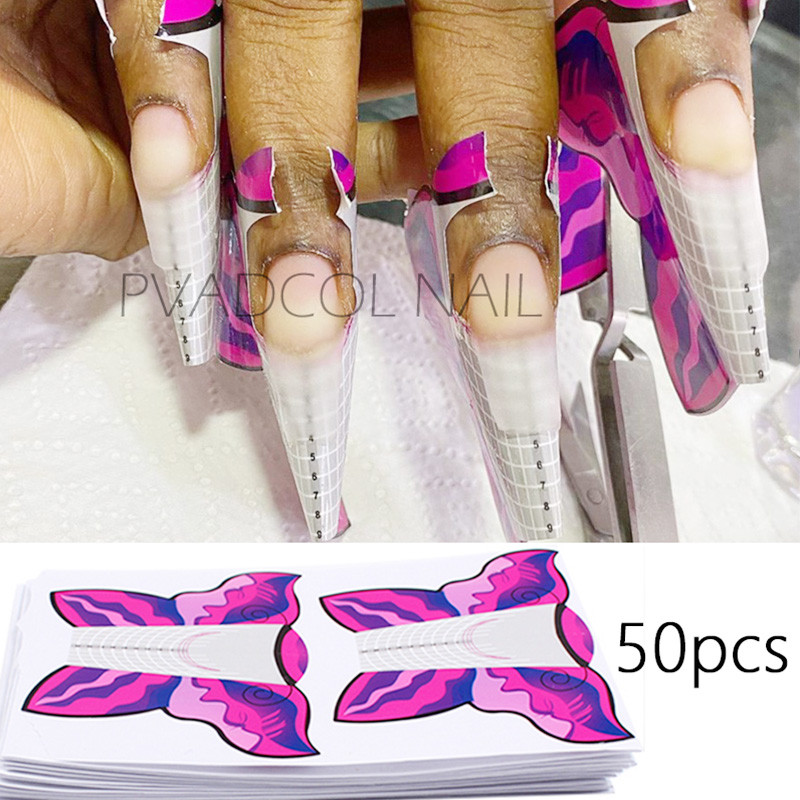 Sfaturi pentru forma de unghii franceze acrilice sculptate Autocolante pentru ghidare de extensie cu gel UV Adeziv de hârtie pentru ghidare pentru bucle Instrument de manichiură DIY pentru arta unghiilor
