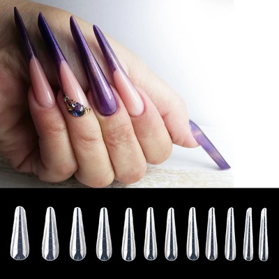 MSHARE Molde F1 Dual Forms Nails Curvatura C Bailarina Russian Almond Nail Tips Acrylic Gel Upper Arched Form 12 Размер 120 бр.