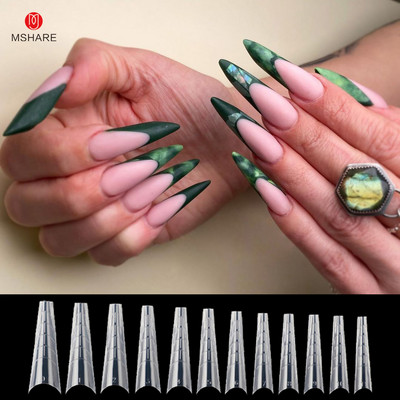 MSHARE Molde F1 Unghii cu forme duble Curvatura C Bailarina Vârfuri de unghii cu migdale rusești Gel acrilic Forma arcuită superioară 12 Dimensiune 120 buc