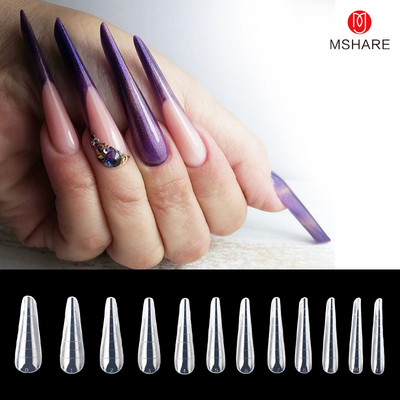 MSHARE Molde F1 Unghii cu forme duble Curvatura C Bailarina Vârfuri de unghii cu migdale rusești Gel acrilic Forma arcuită superioară 12 Dimensiune 120 buc