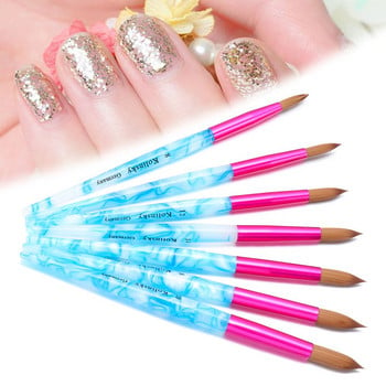 1PC Дамски UV гел Builder Nail Art Acylic Powder Tool Pen Carving Четка за рисуване на нокти Sable Маникюр