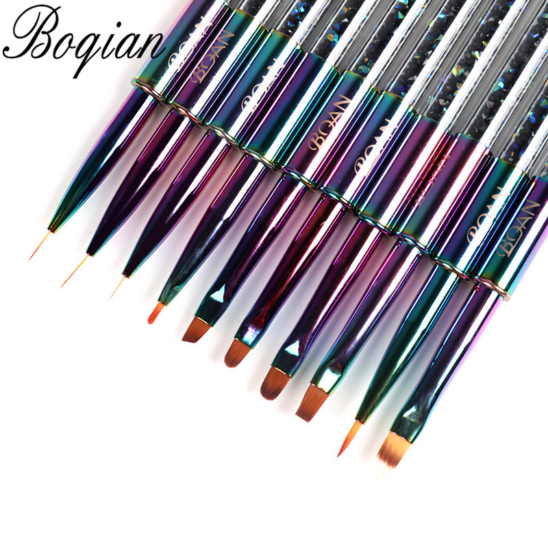 BQAN Rainbow Nail Brush Gel Brush For Manicure Acrylic UV Gel Extension Pen For Nail Polish Painting Brush Paint Tools