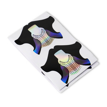 100 τεμ. Χαρτί σχήματος στιλέτο με τετράγωνο ρόμβο Γαλλικές αυτοκόλλητες φόρμες νυχιών Οδηγός αυτοκόλλητου τζελ Ακρυλικές άκρες Επέκταση καμπύλη