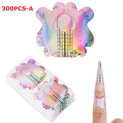 100 buc. Forme de hârtie în formă de romb stiletto pătrate, autoadezive, franceză, autocolant, gel de ghidare, vârfuri acrilice, curbă de extensie