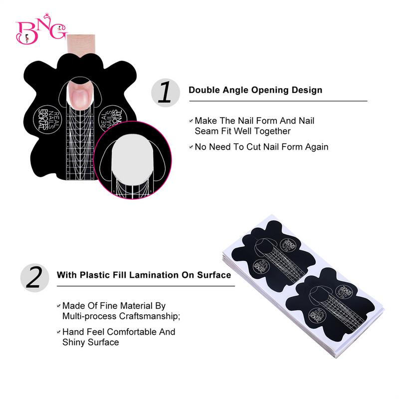 100 buc. Forme de hârtie în formă de romb stiletto pătrate, autoadezive, franceză, autocolant, gel de ghidare, vârfuri acrilice, curbă de extensie