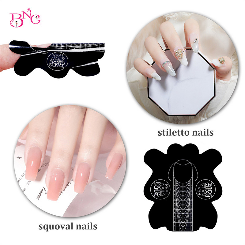 100 buc. Forme de hârtie în formă de romb stiletto pătrate, autoadezive, franceză, autocolant, gel de ghidare, vârfuri acrilice, curbă de extensie