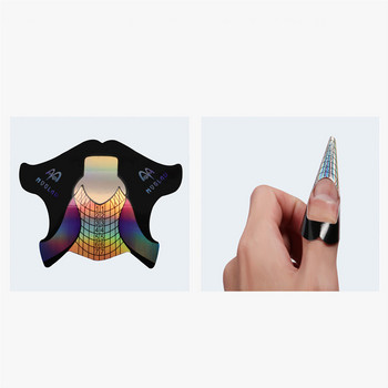 100 τμχ Fish Shape Nail Art French Acrylic UV Gel Tips Extension Builder Form Form Guide Stencil Tool Manicure
