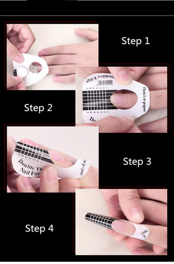 100 τμχ Fish Shape Nail Art French Acrylic UV Gel Tips Extension Builder Form Form Guide Stencil Tool Manicure