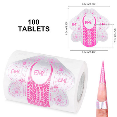 100 komada Fish Shape Nail Art Francuski akrilni UV gel savjeti Extension Builder Form Guide Šablona Alat za manikuru