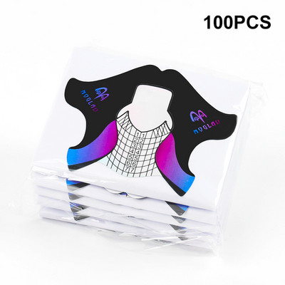 100db Fish Shape Nail Art francia akril UV gél tippek hosszabbító formájú útmutató stencil manikűr eszköz
