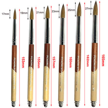 Акрилна четка за нокти UsiDaer Kolinsky, дървена дръжка и кристал от естествен косъм, инструмент за дърворезба с метален край за рисуване на нокти
