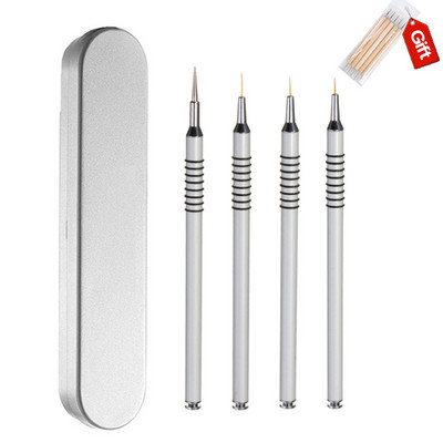 UsiDaer akrilna četka za nokte Kolinsky, drvena ručka i kristal od prirodne kose, alat za rezbarenje s metalnim krajem za crtanje na noktima