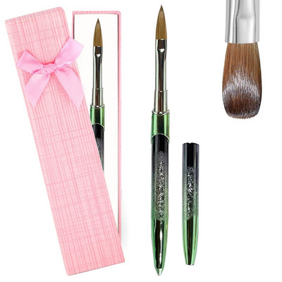 UsiDaer akrilna četka za nokte Kolinsky, drvena ručka i kristal od prirodne kose, alat za rezbarenje s metalnim krajem za crtanje na noktima