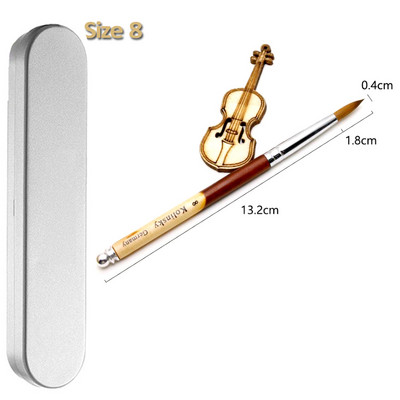 UsiDaer akrilna četka za nokte Kolinsky, drvena ručka i kristal od prirodne kose, alat za rezbarenje s metalnim krajem za crtanje na noktima