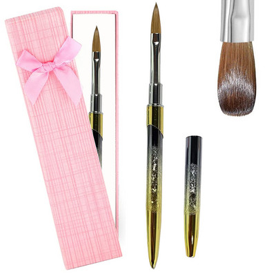 UsiDaer akrilna četka za nokte Kolinsky, drvena ručka i kristal od prirodne kose, alat za rezbarenje s metalnim krajem za crtanje na noktima