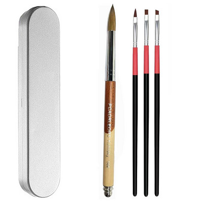 UsiDaer akrilna četka za nokte Kolinsky, drvena ručka i kristal od prirodne kose, alat za rezbarenje s metalnim krajem za crtanje na noktima