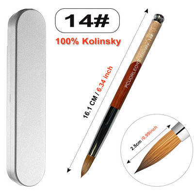 UsiDaer akrilna četka za nokte Kolinsky, drvena ručka i kristal od prirodne kose, alat za rezbarenje s metalnim krajem za crtanje na noktima