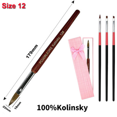 UsiDaer akrilna četka za nokte Kolinsky, drvena ručka i kristal od prirodne kose, alat za rezbarenje s metalnim krajem za crtanje na noktima