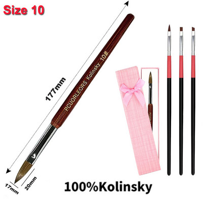 UsiDaer akrilna četka za nokte Kolinsky, drvena ručka i kristal od prirodne kose, alat za rezbarenje s metalnim krajem za crtanje na noktima