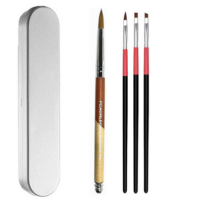 UsiDaer akrilna četka za nokte Kolinsky, drvena ručka i kristal od prirodne kose, alat za rezbarenje s metalnim krajem za crtanje na noktima