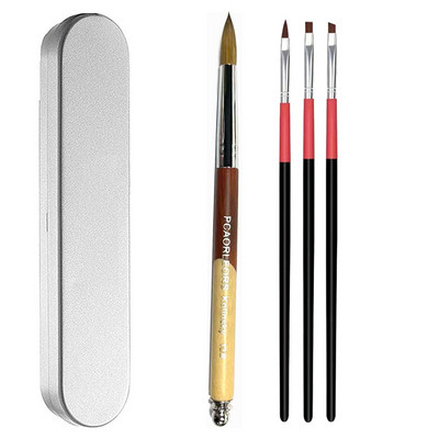 UsiDaer akrilna četka za nokte Kolinsky, drvena ručka i kristal od prirodne kose, alat za rezbarenje s metalnim krajem za crtanje na noktima