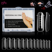 5/120 buc Forme de gel pentru unghii din polietilenă Sfaturi Forme de extensie rapidă pentru constructii Forme superioare pătrate pentru unghii cu cleme Acoperire completă Forme duble pentru unghii