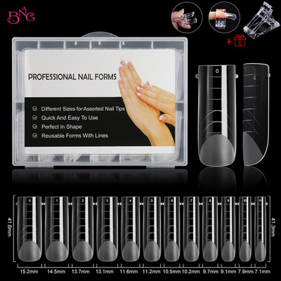 5/120 buc Forme de gel pentru unghii din polietilenă Sfaturi Forme de extensie rapidă pentru constructii Forme superioare pătrate pentru unghii cu cleme Acoperire completă Forme duble pentru unghii