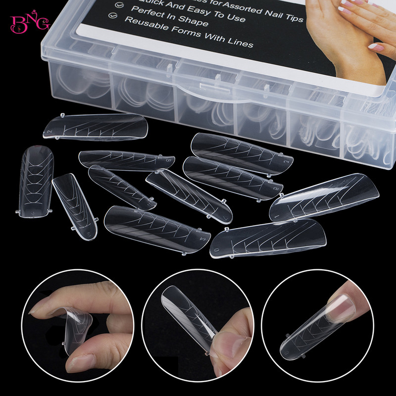 5/120 buc Forme de gel pentru unghii din polietilenă Sfaturi Forme de extensie rapidă pentru constructii Forme superioare pătrate pentru unghii cu cleme Acoperire completă Forme duble pentru unghii