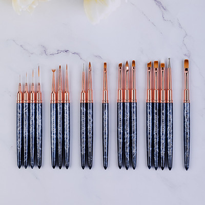 ArtSecret SBA-1300 Perie cu gel marmorat pentru manichiură, stilou acrilic cu gel UV pentru extensie, lac de unghii, perie pentru desen, perie pentru unghii