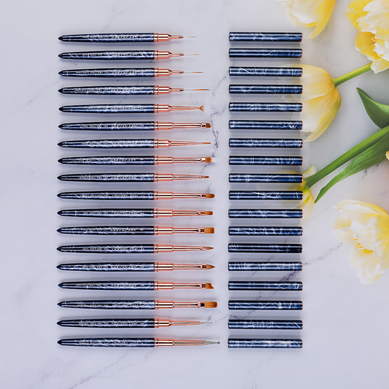 ArtSecret SBA-1300 Perie cu gel marmorat pentru manichiură, stilou acrilic cu gel UV pentru extensie, lac de unghii, perie pentru desen, perie pentru unghii