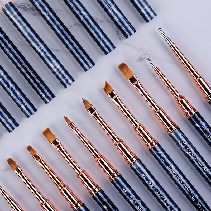 ArtSecret SBA-1300 Perie cu gel marmorat pentru manichiură, stilou acrilic cu gel UV pentru extensie, lac de unghii, perie pentru desen, perie pentru unghii