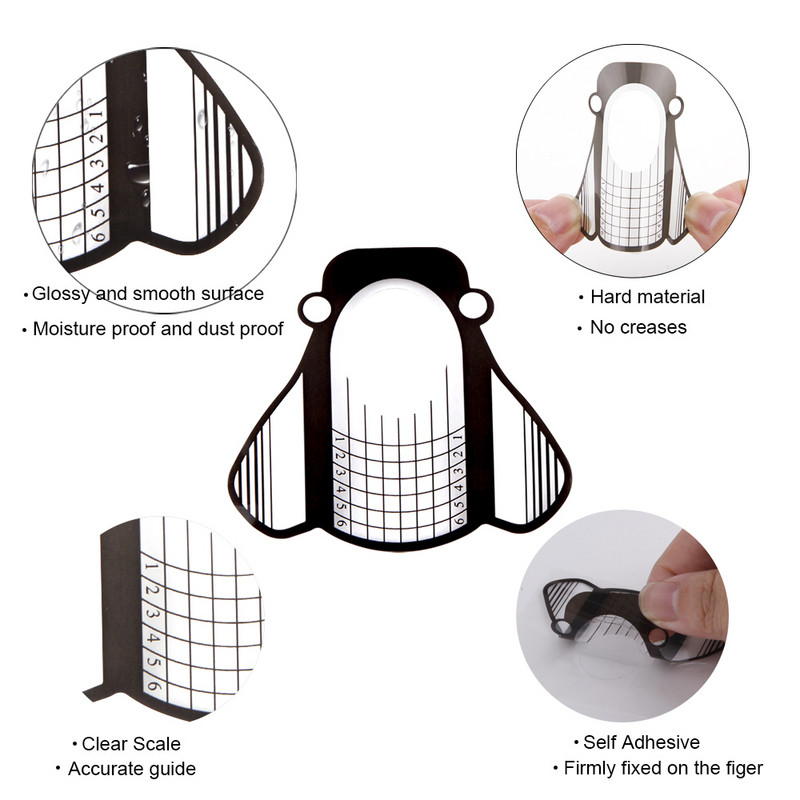 500 buc Extensie Unghii Sfaturi Mucegai Acrilic Forme Inferioare Hârtii Gel Constructii Șablon Manichiură Fibră Instrument franceză