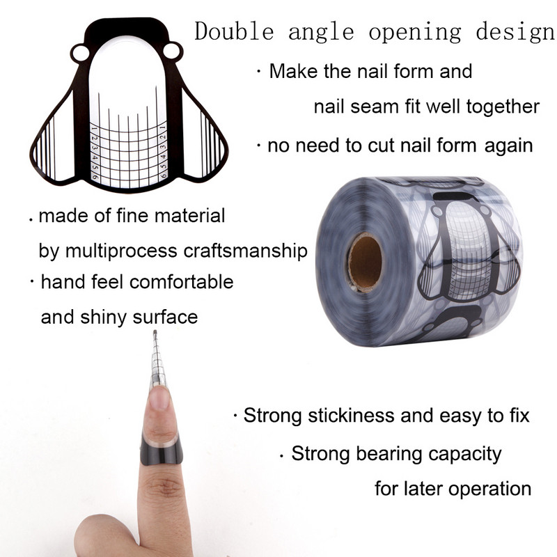 500 buc Extensie Unghii Sfaturi Mucegai Acrilic Forme Inferioare Hârtii Gel Constructii Șablon Manichiură Fibră Instrument franceză