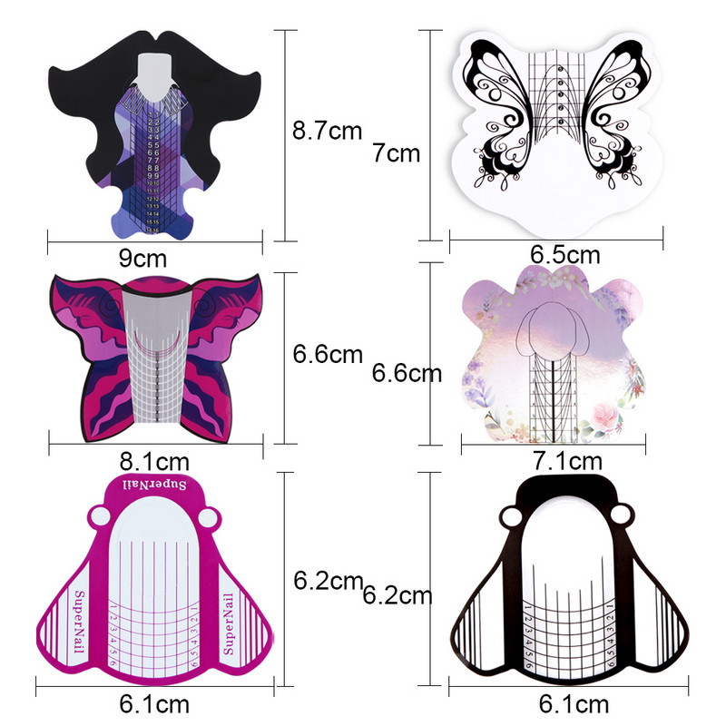 500 buc Extensie Unghii Sfaturi Mucegai Acrilic Forme Inferioare Hârtii Gel Constructii Șablon Manichiură Fibră Instrument franceză