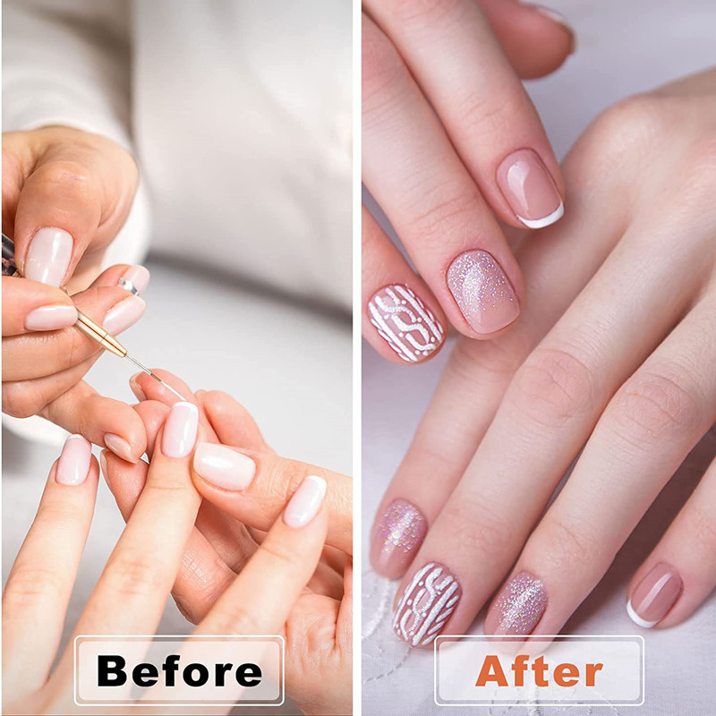 1 perie cu două capete pentru arta unghiilor, stil imprimat leopard, design pentru unghii, cu dungi, pix pentru desen pentru linie lungă alungită, detalii subțiri