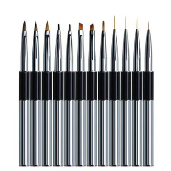 12 στυλ Dual End Nail Art Stripes Lines Liner Πινέλο ζωγραφικής DIY Liquid Powder UV GEL Extension Builder French στυλό σχεδίασης