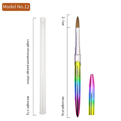 Perie de unghii acrilice Kolinsky 3D pură, realizată manual, perie de unghii în formă rotundă, perie profesională pentru arta unghiilor, perii de unghii pentru manichiură, instrumente